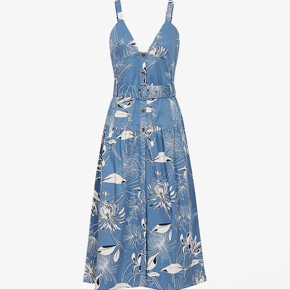 NOAH PRINTED BUTTON THROUGH MIDI DRESS